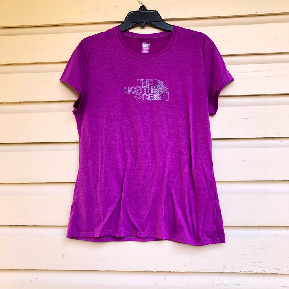 The North Face Women’s Short Sleeve T Shirt Top Logo Pink Purple L